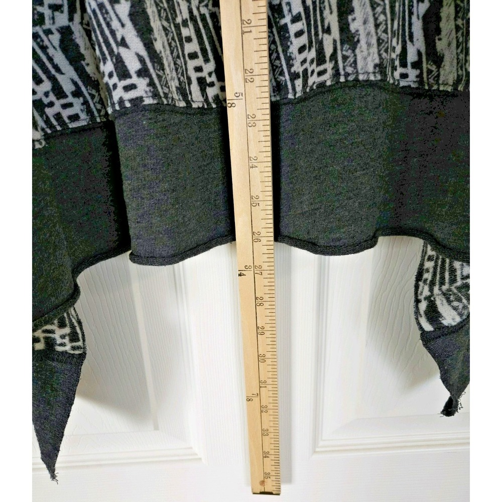Prana Womens M Gray Geometric Tribal Print Open Front Hooded Cardigan Sweater - Picture 8 of 9